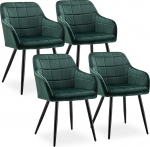 CLIPOP s&ouml;&ouml;gitoa toolid, 4 tooli komplekt k&auml;etugedega, sametkate, s&ouml;&ouml;gitoa toolid, k&ouml;&ouml;gitoolid, polsterdatud toolid, toolid s&ouml;&ouml;gituppa (sametroheline, 4 tooli komplekt).