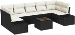 8-teiliges Garten-Sofa-Set mit Kissen Schwarz Poly-Rattan Gartenlounge Model3355646