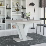 Nevi laud - S&ouml;&ouml;gilaud - V-raamiga - sammaslaud - ristk&uuml;likukujuline - 120x90x75 cm - pikendatav kuni 160 cm - kaasaegne - s&ouml;&ouml;gituppa, k&ouml;&ouml;ki, elutuppa, salongi - valge