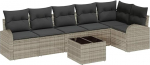 7-teiliges Garten Sofa Set mit Kissen Grau Poly Rattan, 2-Sitzer Garten Sofa mit Stauraum & Kissen Hellgrau Poly Rattan Gartenlounge Model3354741