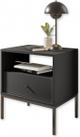 Stella Trading Bedside Table with Metal Frame, Graphite, Modern Bedside Cabinet with Drawer and Open Storage Compartment, 54 x 57 x 39 cm (W x H x D)
