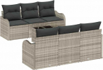 7-teilige Garten Sofaset mit Kissen Hellgrau Poly Rattan Gartenlounge Model3354261