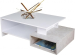 BAKAJI Ristk&uuml;likukujuline kohvilaud kaasaegse disainiga MDF puidust 4 alumise riiuliga 106,5 x 60 x 34,5 cm Kodudekoratsioon (valge ja betoon)