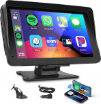 Podofo traadita Carplay autoraadio 7-tolline puuteekraaniga Android auto Airplay Bluetooth AUX FM saatja Kaasaskantav raadio Reguleeritav alus Lihtne kahesuunaline paigaldus DC7-32V