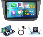 2G + 64G Wireless Carplay Android 13 Autoradio 2 DIN Seat Altea 2004-2015 Toledo 2004-2009 jaoks koos Android auto navigatsiooniga GPS WiFi 9-tolline autoraadio koos Mirror Link Bluetooth FM/RDS/DAB/OBD/SWC tagantpoolt