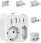 Maailma reisiadapter, rahvusvaheline pistikupesa adapter, universaalne reisipistik USB C-ga, reisiadapter USA, Suurbritannia, Euroopa, Itaalia, &Scaron;veits (5 pistikut)