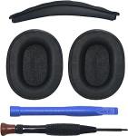 Adhiper Ohrpolster + Ersatz-Kopfbandteile f&uuml;r ATH M50/M50X/M50XWH/M50XBT/M50XBT2/M50S/LE Kopfh&ouml;rer, M50X Ohrpolster und Kopfband-Reparatur-Set (schwarz)