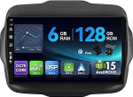 [6G + 128G, Octa-Core] - MSD autoradio Jeep Renegade (2015-2018) Android 15 GPS navigatsiooniradio CarPlay Android auto roolijuhtimine Dual Band WiFi DSP DAB tagurduskaamera MIC 2 DIN 9-tolline