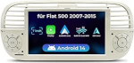 SWTNVIN Android 14 autoraadio Fiat 500 (2007-2015) autoraadio traadita Carplay/Android auto, Bluetooth 5.0 tugi GPS navigatsioon DSP/WiFi/4G/FM/RDS Con Schermo Touchscreen da 7 Pollici (Cream, 2G +