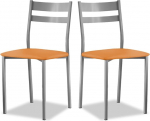 ASTIMESA SCFRNA Two Kitchen Chairs, Metal Faux Leather Aluminium, Orange, Altura de asiento 45 cms