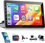 [2G + 64G] 10,1-tolline p&ouml;&ouml;rlev puuteekraaniga autoradio Single Din, Android Car Radio 1 DIN traadita CarPlay / Android Car, Sat Nav, WiFi, Bluetooth, FM / RDS, EQ, SUB, roolijuhtimine, tagurdamine