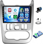 CAMECHO 4+64G 9 Zoll Android 15 Autoradio f&uuml;r Renault Logan 1 Sandero 2009-2013 mit R&uuml;ckfahrkamera AHD, Wireless Carplay Bluetooth Radio mit 32EQ FM RDS GPS WiFi Android Auto Mirror Link Touchscreen