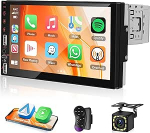 Single DIN CarPlay autoraadio Bluetoothiga, 7-tolline digitaalne puuteekraan, 1 DIN MP5 raadio audio vastuv&otilde;tja Android Car/FM vastuv&otilde;tja/TF/AUX sisend/EQ/juhtimisratta juhtimine