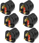 VGUARD UK Adaptor Travel Adapter, 6 Pack Inglismaa Saksamaa pistik, Power Adapter Travel Plug Schuko EU to UK Pistikupesa, Must