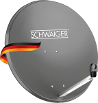 SCHWAIGER Satelliitantenn 75 cm terasest satelliidikraan peegelantenn koos LNB tugivarrega kaablijuhiga Mast Mount Ilmastikukindel vastupidav TV HD Astra Hotbird Eutelsat T&uuml;rksat