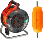 Brennenstuhl Garant V2 IP44 kaablirull 25 m Outdoor (Made in Germany, kaabli signaaliv&auml;rviga oranž, l&uuml;hiajaline v&auml;litingimustes kasutamine) & Safe Box BIG IP44 / kaitsekarp pikenduskaablile, kollane