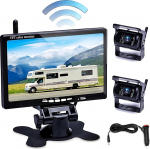 Kahe tagurduskaamera juhtmevaba digitaalne 7-tollise LCD monitorikomplektiga &ouml;ise n&auml;gemise veekindel tagumine tagavarakaamera auto jaoks autoelamu/haagissuvila/veoauto/bussi/kaubiku jaoks (12-24 Volt)