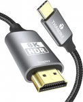 USB C kuni HDMI 2.1 kaabel 10ft Toetab 8K@60Hz ja 4K 120Hz, d&uuml;naamiline HDR, Thunderbolt 3/4/5, USB 4 port, C-t&uuml;&uuml;pi HDMI-kaabel MacBook Pro/Air, XPS, ThinkPad, iPhone 15/16 seeria jaoks