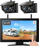 2 R&uuml;ckfahrkamera Kabellos Solar Magnetische R&uuml;ckfahrkamera: 10.1" 1080P puuteekraaniga IPS-monitor, 9600mAh aku, 1 Min Einrichtung, IP69K Wasserdicht Tagfahrkameras f&uuml;r Wohnmobile,Anh&auml;nger und LKWs