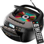 KLIM CD-m&auml;ngija kassetiga, kassetim&auml;ngija, kassetisalvesti, raadio CD ja kassetiga, m&auml;ngija raadio ja USB-ga, Bluetooth, AM/FM raadio, v&otilde;rgu- ja akutoitega - must/kuldne