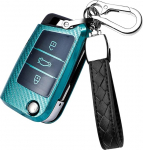 HIBEYO Smart auto v&otilde;tme &uuml;mbris VW Golf 7 MK4 MK6 Polo Jetta Skoda Karoq Superb Seat Ibiza Leon Key Shell Remote Control Cover Kaitsekate Key Box Key Fob TPU roheline