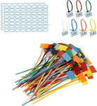 PATIKIL 6-tollised kaablisidemed, 100 kaablisideme etikettide pakett Nailonist traatm&auml;rgistusetikettide enesem&auml;rgistus plastikpaelad kirjutatav paberiga organisatsiooni kaabli jaoks, 7 v&auml;rvi