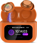 ZYHKON Bluetooth k&otilde;rvaklapid, Bluetooth 5.4 Sleep k&otilde;rvaklapid k&otilde;rvaklappidega koos puuteekraaniga, 48H m&auml;nguaeg Mini k&otilde;rvaklapid HiFi heli/5 EQ režiimi/ENC m&uuml;ravastase, traadita k&otilde;rvaklapid oranžid