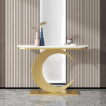 Bestiry Eingangstisch, rechteckiger Sofatisch hinter der Couch, schmale Konsole mit Metallrahmen, f&uuml;r Flur, Foyer, Eingang, Wohnzimmer, einfach zu montieren (Gold, 100 cm)