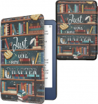 kwmobile Flip Case &uuml;hilduv Amazon Kindle (2022/2024) &uuml;mbris - eReader Case - Raamatukogu teema Mitmev&auml;rviline