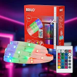 BRILONER - LED ribad 30 m kaugjuhtimispuldiga, RGB v&auml;rvilised valgusv&auml;rvid, isekleepuv, LED ribad, ruumi kaunistamine, m&auml;ngimine, b&auml;nd, peodekoratsioon, valgusriba, valge