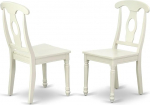 East West Furniture Kenley Nappoleon Dining Chair with Wooden Seat - Linen White (Pack of 2)