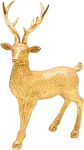 Dekohelden24 Keraamiline dekoratiivfiguur, kaasaegne dekoratiivne kuju, Maakodu skulptuur kui hirv kuldse s&auml;delusega, seisev, L/B/H: 14 x 8 x 21 cm