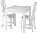 Classic Small Dining Set Table 2 Chairs Solid Pine Wood Washed White 90.70-50 A W Set 22