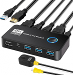 TCNEWCL 8K @ 60Hz HDMI USB 3.0 KVM Switch 2 PC 1 Monitor 4K @ 120Hz, KVM l&uuml;litid l&uuml;liti, toetab HDR, Dolby Audio, 3D, HDCP2.3, HDMI 2.1 & USB 3.0 kaabliga