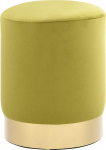 Festnight Barrel-Shaped Stool, Bistro Stool, Velvet Stool, Pouf, Velour Footstool, Mustard Green and Golden Velvet