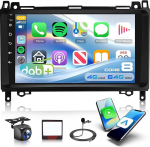 DAB+ 4G + 64G 8 Core 9-tolline autoraadio Mercedes Benz A-klassile W169 B-klassile W245 W639 Vito W639 Viano W906 Sprinter traadita Carplay Android auto DAB antenniga Mirror Link WiFi GPS FM/RDS/EQ/HiFi