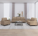 Juroupi 3201342 3-Piece Sofa Set with Cushion Sofa Living Room Sofa Set Sofas for Living Room Cappuccino Brown Faux Leather