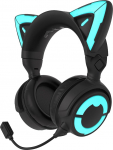 YOWU RGB Cat Ear Headphone 4, t&auml;iustatud traadita ja traadiga m&auml;ngukomplektid koos HD-mikrofoniga - aktiivne m&uuml;rasummutus, kohandatav valgustus ja efektid rakenduse kaudu (must)