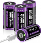 USB-C Baby C aku Laetav LR14 aku 1,5 V 6000 mWh liitium kiirlaadimine t&uuml;&uuml;p C koos laadimiskaabliga, madal enesepuhastus, 1500+ ts&uuml;kkel, koos laadimisvalgusega, 4 C aku pakett.