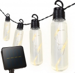 AKTIVE Solar String Lights Outdoor 10 LED 50 Lights Warm Light 6ft Light ja 12ft kaabel Solar Charging koos Ground Stake IP44 veekindel sisse / v&auml;lja nuppu ja režiim aed v&otilde;i