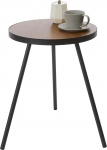 Yamazaki 5559 Tower Round Side Table, Black, Steel/Wood, Minimalist 49 x 48 x 50 cm