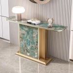 Konsolentisch f&uuml;r den Eingangsbereich, schmaler Eingangstisch, Eingangstisch mit Ablagef&auml;chern, schmaler Beistelltisch mit Metallgestell, f&uuml;r Wohnzimmer, Eingangsbereich, Flur (Gold C, 80 cm/31,5 Zol