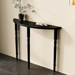 Poolringikujuline konsoollaud tugevate lauajalgadega, poolringikujuline &uuml;marate servadega k&uuml;ljelaud, mis on valmistatud massiivpuidust, esikusse ja sissep&auml;&auml;sualasse (must, 100 x 80 cm).