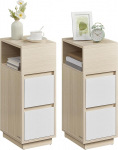 VASAGLE Kailyn Collection LET856N01 &Ouml;&ouml;laud 2 kitsast k&uuml;ljelaua komplekt 2 sahtlit avatud sektsiooniga vasakule v&otilde;i paremale paindlikult paigaldatav magamistuba elutuba naturaalne beež pilvivalge