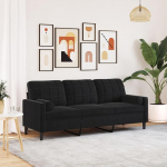 3-kohaline diivan must 180cm Velvet metallist raam 2 dekoratiivse padjaga Raske elutoa diivan voodi mugav polsterdatud m&ouml;&ouml;bel