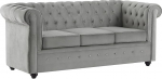 Vente-unique - Canap&egrave; 3-kohaline kabriolett Velour Grey Clair Chesterfieldis