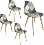 Pehmendustega Patchwork s&ouml;&ouml;gitoolid puidust jalgadega 2 4 6 (pruun, 4)