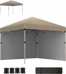 Outsunny 3 x 3 (M) Pop Up Pavillon, UPF 30+ mit 2/3 Seitenw&auml;nden, Beingewichtstaschen und Rolltasche, h&ouml;henverstellbares Partyzelt Event Shelter f&uuml;r Garten, Terrasse