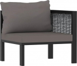 Poly Rattan Sofa mit Aluminiumrahmen Outdoor Ecksofa Anthrazit Modulares Sofa f&uuml;r Innen und Au&szlig;en Garten Lounge Poly Rattan Eckelement mit Linker Armlehne