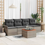5-teiliges Gartensofa-Set mit Stauraum in Grau aus Poly-Rattan, modulares Sofa-Set f&uuml;r Terrasse und Garten